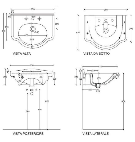 Раковина GALASSIA ETHOS 8432 подвесная или встраиваемая сверху с тремя отверстиями с переливом цвет белый глянцевый