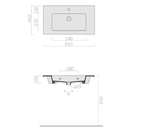 Раковина GALASSIA EDEN 7223 подвесная или встраиваемая сверху с одним отверстием с переливом цвет белый глянцевый
