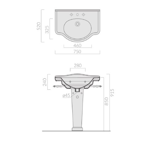Раковина GALASSIA ETHOS 8433M подвесная или встраиваемая сверху с одним отверстием с переливом цвет белый глянцевый