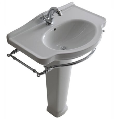 Раковина GALASSIA ETHOS 8433M подвесная или встраиваемая сверху с одним отверстием с переливом цвет белый глянцевый