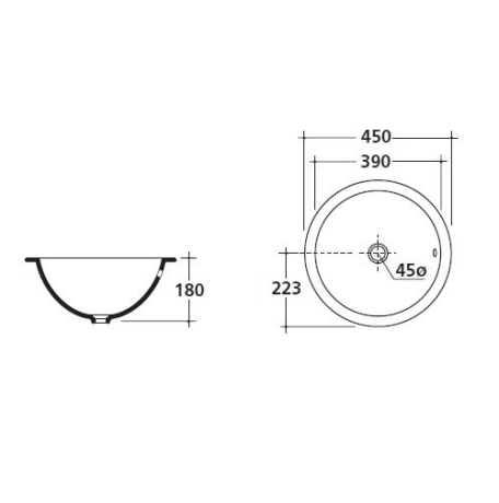 Раковина GALASSIA LENE 6023 встраиваемая сверху без отверстий с переливом цвет белый глянцевый