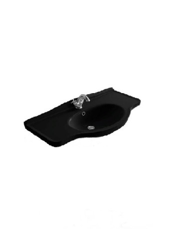 Раковина GALASSIA ETHOS 8434M NE подвесная или встраиваемая сверху с одним отверстием с переливом цвет черный глянцевый