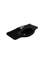 Раковина GALASSIA ETHOS 8434M NE подвесная или встраиваемая сверху с одним отверстием с переливом цвет черный глянцевый