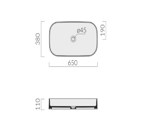 Раковина GALASSIA SMART B 7407 накладная без отверстий без перелива цвет белый глянцевый