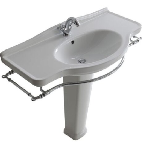 Раковина GALASSIA ETHOS 8435M подвесная или встраиваемая сверху с одним отверстием с переливом цвет белый глянцевый