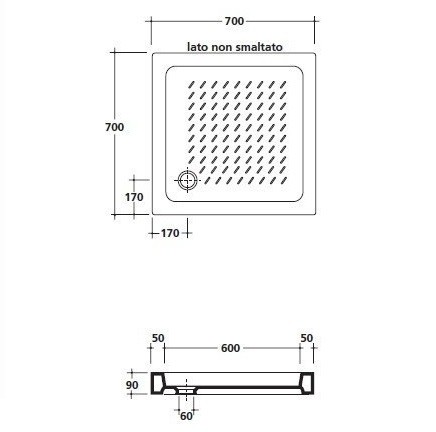 Поддон GALASSIA Pegaso 1007 70x70x9