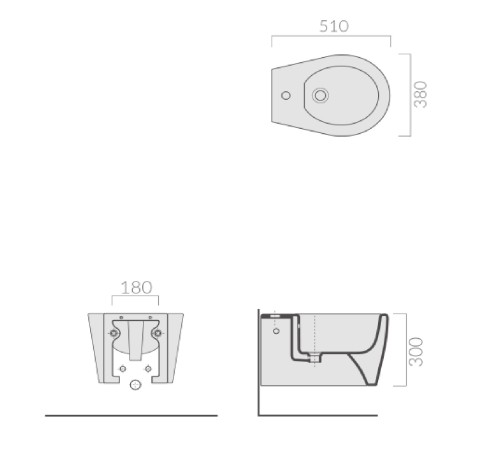 Биде GALASSIA xES 9906NB подвесное с одним отверстием с крепежом цвет черный глянцевый/белый