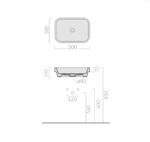 Раковина GALASSIA MEG11 5417NE встраиваемая сверху без отверстий без перелива цвет черный глянцевый