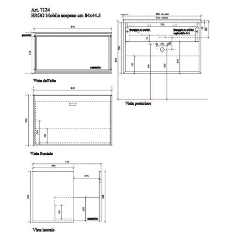Тумба GALASSIA ERGO 7124 подвесная под раковину 7102 цвет серый матовый