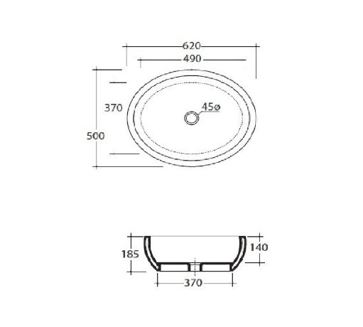 Раковина GALASSIA Midas 9863 накладная без отверстий без перелива цвет белый глянцевый