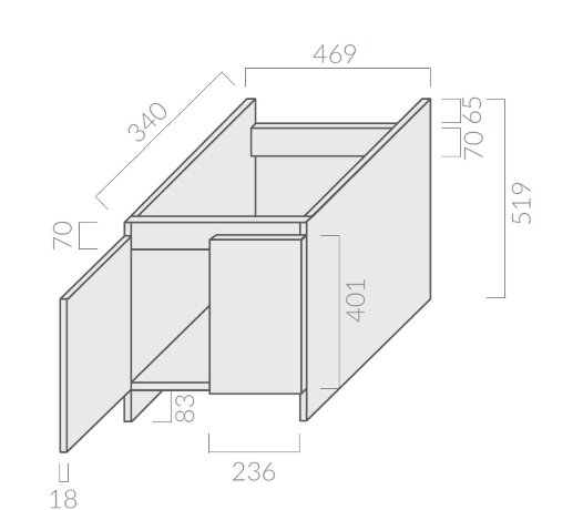 Тумба GALASSIA Iside 9007 напольная под хозяйственную раковину 2001