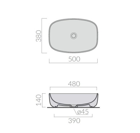 Раковина GALASSIA DREAM 7301 GM накладная без отверстий без перелива цвет серый матовый