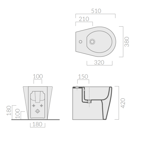 Биде GALASSIA xES 9908 напольное с одним отверстием с крепежом цвет белый глянцевый