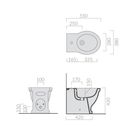 Биде GALASSIA ETHOS 8438M NE напольное с одним отверстием с крепежом цвет черный глянцевый