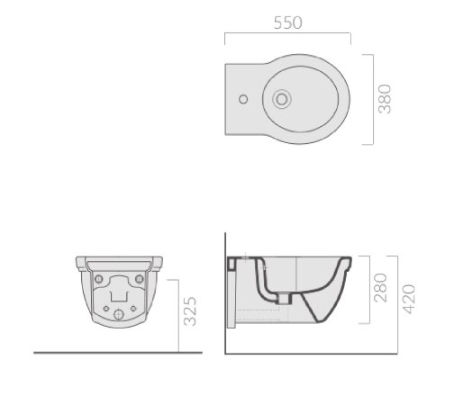 Биде GALASSIA ETHOS 8440M подвесное с одним отверстием с крепежом цвет белый глянцевый