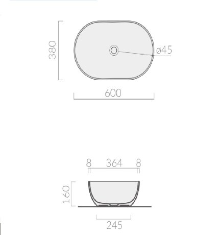 Раковина GALASSIA DREAM 7308 GM накладная без отверстий без перелива цвет серый матовый