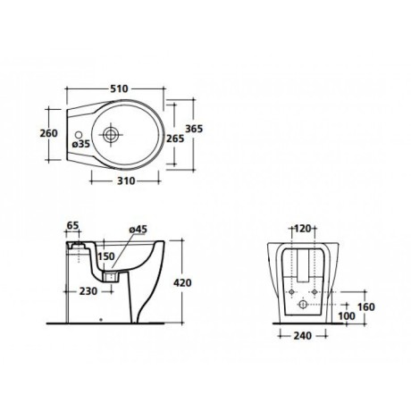 Биде GALASSIA ERGO 7108 напольное с одним отверстием цвет белый глянцевый