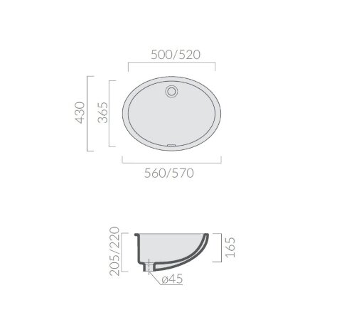 Раковина GALASSIA Denise 6002 встраиваемая снизу с переливом цвет белый глянцевый
