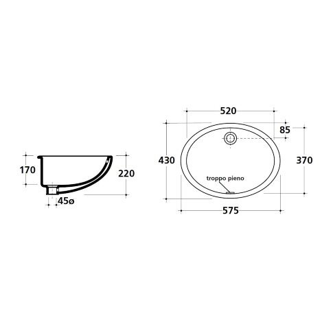 Раковина GALASSIA Denise 6002 встраиваемая снизу с переливом цвет белый глянцевый