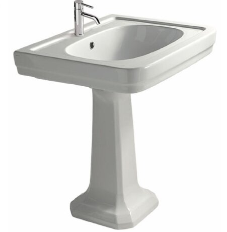 Раковина GALASSIA ETHOS 8417 подвесная или встраиваемая сверху с тремя отверстиями с переливом цвет белый глянцевый