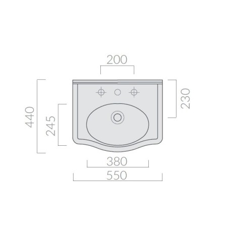 Раковина GALASSIA ETHOS 8431 подвесная или встраиваемая сверху с тремя отверстиями с переливом цвет белый глянцевый